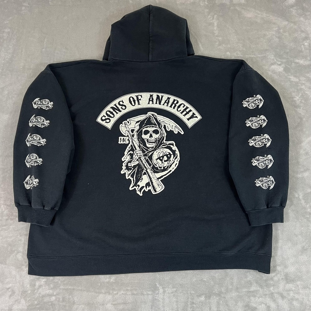Hanes Hoodie Mens 3XL Black Sons Of Anarchy Reaper Pullover Fleece Graphic